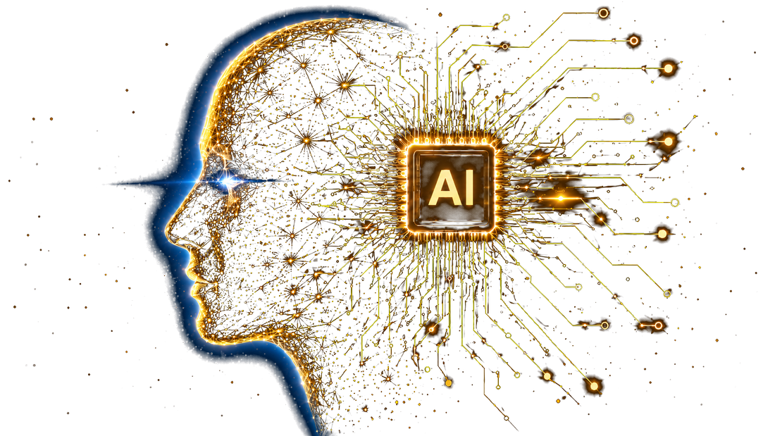 Golden AI head illustration